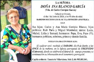 Imagen y esquela de Ina