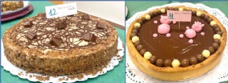 Tarta de turrn y chocolate (segundo premio, a la izquierda) y tarta chocolatera (tercer premio, ms abajo).