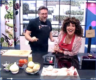 Imagen de Ana Cueto y Christian en su programa de televisin La Cocina de TPA